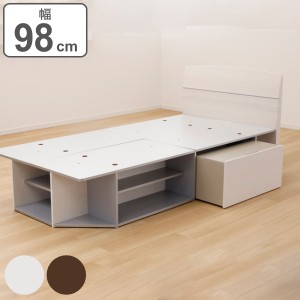 ベッド シングル ヘッドボード サイドテーブル付き 組み立て 簡単 収納 ラック ベット フレーム （ シングルベッド 収納付き ベッドフレ