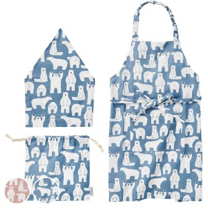 エプロン キッズ 白くま 3点セット コニー 綿 （ 子供用エプロン 子供エプロン キッズエプロン キッズ用エプロン 子どもエプロン 子ども