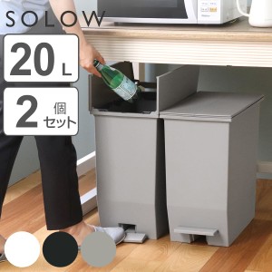 ゴミ箱 20L SOLOW ペダルオープンスリム 同色2個セット （ ソロウ ごみ箱 ペダル 20リットル ふた付き 両開き スリム 幅22 分別 キッチン