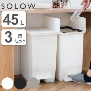 ゴミ箱 45L SOLOW 同色3個セット ペダルオープンスリム （ ごみ箱 45リットル ソロウ 同色 3個 ペダル式 ふた付き 両開き 分別 棚下 スリ