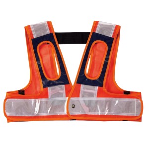 安全ベスト フルハーネス用 フリーサイズ 橙メッシュ地白反射 （ 安全 ベスト フルハーネス Y型 X型 ハーネス 対応 オレンジ 反射 リフレ