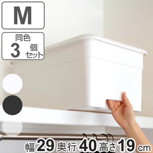 収納ボックス M 幅29×奥行40×高さ19cm オンボックス フタ付き プラスチック 日本製 3個セット （ キッチンストッカー ストッカー 収納