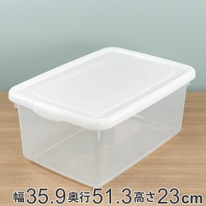 収納ケース 幅35.9×奥行51.3×高さ23cm フタ付き プラスチック 収納ボックス （ クローゼット収納 ベッド下 ふた付き 収納 衣装ケース 