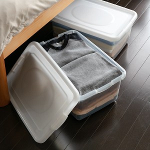 収納ケース 幅35.9×奥行51.3×高さ23cm フタ付き プラスチック 収納ボックス （ クローゼット収納 ベッド下 ふた付き 収納 衣装ケース 