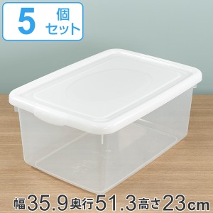 収納ケース 幅35.9×奥行51.3×高さ23cm フタ付き プラスチック 収納ボックス 5個セット （ クローゼット収納 ベッド下 収納 衣装ケース 