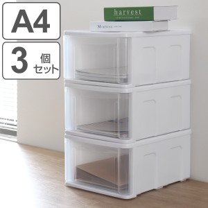 収納ケース 3個セット シンクセルト Ａ４−Ｆ Ｗ （ 収納 引き出し プラスチック 日本製 収納ボックス 衣装ケース 衣類ケース クリア 小