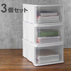 収納ケース 3個セット シンクセルト Ａ４−Ｆ Ｗ （ 収納 引き出し プラスチック 日本製 収納ボックス 衣装ケース 衣類ケース クリア 小