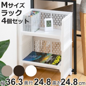 ラック M 幅36.3×奥行24.8×高さ24.8cm e-ラック 調味料ラック 同色4個セット （ 収納ラック ペットボトル 収納 キッチンストッカー ペ