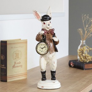 置き時計 ラビットクロック 黒帽子 アンティーク （ 置時計 時計 インテリア 絵本 雑貨 卓上 とけい アナログ クロック ウサギ ラビット 