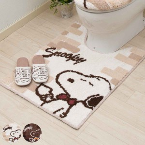 トイレマット スヌーピーおうちカフェ 80×60cm （ トイレ マット 滑り止め 足元マット ラグ ロング トイレタリー トイレグッズ PEANUTS 