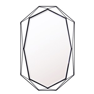 ウォールミラー 八角形 ３Dアイアンフレーム GEM-M 幅50cm 姿見鏡 壁掛け（ 送料無料 鏡 ミラー 壁掛け アイアン 壁掛けミラー 壁面ミラ