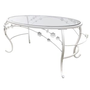 アンティーク】アイアンフレーム 長方形 ガラスローテーブル センター