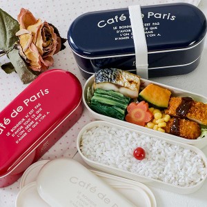 お弁当箱 2段 550ml 抗菌 スリム ネストランチ cafe de paris （ ランチボックス 弁当箱 レンジ対応 食洗機対応 二段 女子 大人 日本製 