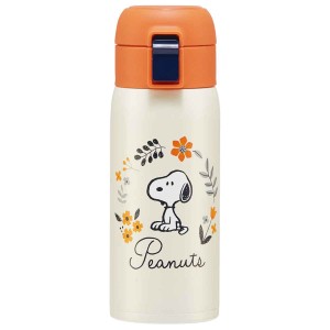 水筒 350ml ステンレス ワンタッチ 直飲み PEANUTS スヌーピー （ SNOOPY 保温 保冷 ワンプッシュ ステンレスボトル キャップロック設計 