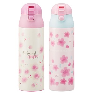 水筒 500ml ワンプッシュステンマグボトル 桜柄 （ 桜 保温 保冷 ステンレスボトル ダイレクトボトル マグボトル ワンプッシュ 直のみ す