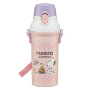 水筒 480ml 抗菌直飲プラボトル スヌーピー 80sカフェ （ SNOOPY 子供用 抗菌 プラスチック製 ダイレクトボトル 直飲み ワンタッチ 日本