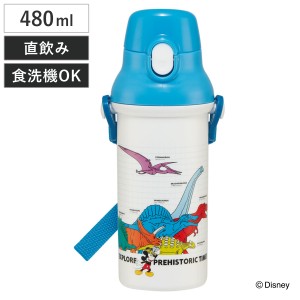 水筒 480ml 抗菌直飲プラボトル MK＆FR恐竜 （ ミッキー 子供用 抗菌 プラスチック製 ダイレクトボトル 直飲み ワンタッチ 日本製 抗菌加