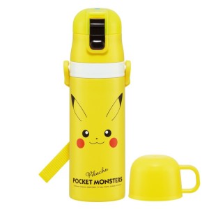 水筒 470ml 2Wayステンレスボトル ピカチュウ （ ポケモン 保冷 保温 直飲み コップ付き ワンプッシュ マグボトル コップ飲み 2way 子供