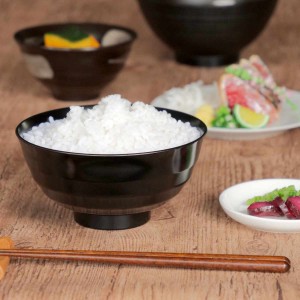 茶椀 14cm 飯椀 平筋 山中塗 プラスチック （ 食洗機対応 電子レンジ対応 お茶碗 ご飯茶碗 茶わん ライスボウル 抗菌加工 軽い 割れにく