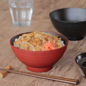 どんぶり 15cm 刷毛筋 山中塗 プラスチック （ 食洗器対応 電子レンジ対応 丼 丼ぶり お椀 椀 抗菌加工 軽い 割れにくい プラスチック製 