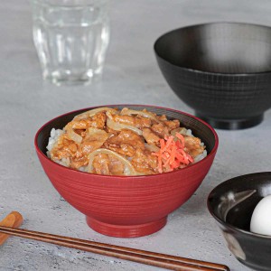 どんぶり 15cm 刷毛筋 山中塗 プラスチック （ 食洗器対応 電子レンジ対応 丼 丼ぶり お椀 椀 抗菌加工 軽い 割れにくい プラスチック製 