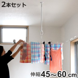 室内物干し 吊下げ型室内物干 長さ45cm〜60cm 伸縮 2本セット （ 部屋干し 吊り下げ 天井 室内干し 室内物干 室内 物干し 洗濯 洗濯物干