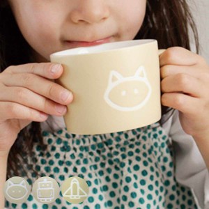 マグカップ 200ｍｌ プチママン 陶器 （ 食洗機対応 電子レンジ対応 子供用 食器 マグ コップ カップ 陶器製 取っ手付き ねこ ネコ 乗り