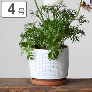 植木鉢 ドットプランター ホワイト Sサイズ （ プランター プラントポット 植物用ポット 鉢 花器 鉢カバー ポット セメント 4号鉢 丸 植