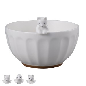飯碗 茶碗 WHITEZOO フィギュア付き 皿 食器 磁器 （ お茶碗 立体 白 猫 ねこ アザラシ しろくま 動物 ボウル 鉢 かわいい おしゃれ 白い