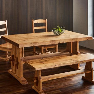 ダイニングテーブル 4人掛け 天然木 高強度 カントリー調 幅150cm （ 無垢 北欧 パイン材 木目 木製 テーブル 食卓 ダイニング 四人 天板