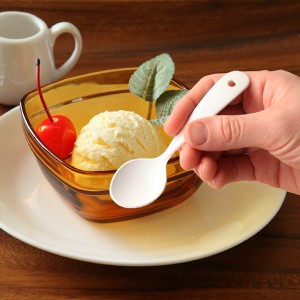 プチスプーン ブラン blanc ステンレス製 スプーン ホーロー 日本製 （ 洋食器 カトラリー 琺瑯 白い食器 ヒメスプーン アイス デザート 