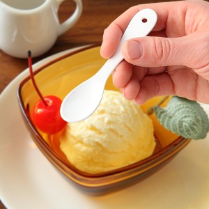 スプーン ブラン blanc ステンレス製 プチスプーン ホーロー 日本製 （ アイスクリームスプーン 洋食器 カトラリー 白い食器 琺瑯 アイス