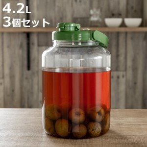 梅酒容器 液体密封容器 R型 4.2L プラスチック製 3個セット （ 梅酒びん 梅酒瓶 果実酒瓶 保存容器 密閉保存容器 梅酒用保存容器 果実酒