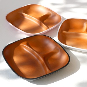ランチプレート 24cm プラスチック 砂紋 samon 皿 食器 日本製 ( 電子レンジ対応 食洗機対応 ランチ皿 木目調 仕切り皿 ワンプレート 木