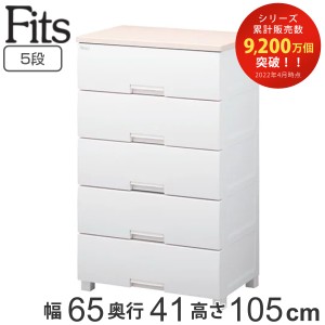 チェスト フィッツプラス 5段 幅65×奥行41×高さ105cm F6505 （ タンス リビング収納 衣類収納 日本製 完成品 プラスチック 引き出し 洋