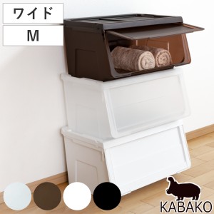 収納ボックス 前開き 幅60×奥行42×高さ31cm KABAKO カバコ ワイド M （ 収納ケース 日本製 収納 フラップ 衣装ケース おもちゃ箱 クロ