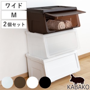 収納ボックス 前開き 幅60×奥行42×高さ31cm KABAKO カバコ ワイド M 同色2個セット （ 収納ケース 日本製 収納 衣装ケース おもちゃ箱 