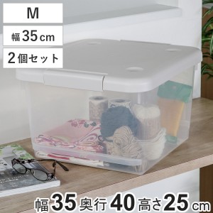 収納ボックス 35M とっても便利箱 フタ付き 2個セット （ 幅35×奥行40×高さ25cm 収納 ボックス 隙間 収納ケース 棚上 引き手付き ロッ