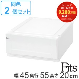 収納ケース Fits 幅45×奥行55×高さ20cm ホワイト フィッツ フィッツユニット ケース 4520 引き出し プラスチック 同色2個セット （ 収