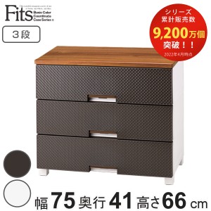 チェスト フィッツプラス メッシュ 3段 幅75×奥行41×高さ66cm FM7503 （ Fits ワイド プラスチック 引き出し 日本製 完成品 ローチェス