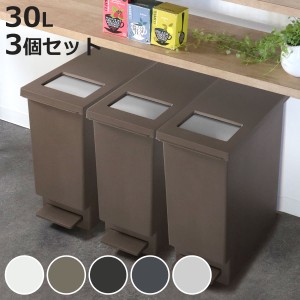 ゴミ箱 30L 同色3個セット ユニード プッシュ＆ペダル （ 30リットル ふた付き 分別 キッチン ダストボックス スリム 分別ゴミ箱 棚下 カ