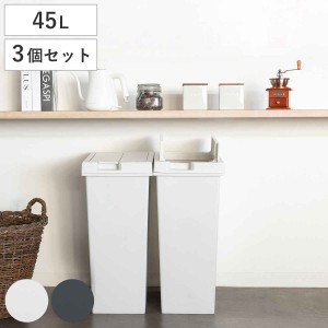 ゴミ箱 45L 同色3個セット ユニード フリップオープン プラスチック （ ごみ箱 45リットル 両開き 棚下OK キッチン ふた付き スリム 分別