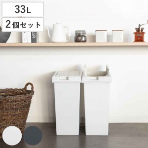 ゴミ箱 33L 同色2個セット ユニード フリップオープン プラスチック （ ごみ箱 33リットル 両開き 棚下OK キッチン ふた付き スリム 分別