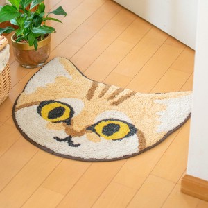玄関マット 41×48cm 室内 スナネコフェイス （ 玄関 マット 屋内 アクセントマット 猫グッズ インド綿 かわいい スナネコ 猫 ネコ ねこ 