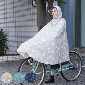 レインコート サイクルコート アマオト 自転車 フリーサイズ （ レインポンチョ リュック対応 カッパ 雨合羽 水玉 フード 雨具 レインウ