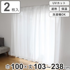 レースカーテン 2枚組 UVカット プライバシー 幅100×丈103〜238cm （ カーテン レース シアーカーテン ボイルレースカーテン 既製品 両