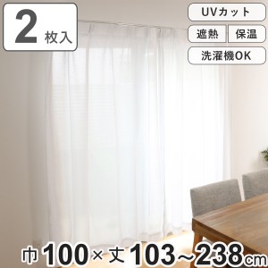 レースカーテン 2枚組 UVカット プライバシー 幅100×丈103〜238cm （ カーテン レース シアーカーテン ボイルレースカーテン 既製品 両