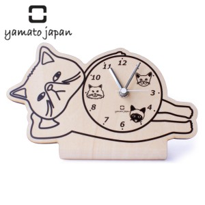 置き時計 stand clock CATS ヤマト工芸 エキゾチックショートヘア 置き時計 オシャレ（ 時計 置時計 木製 木目調 とけい クロック アナロ