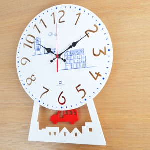 振り子時計 木製 ヤマト工芸 CHILD clock バス 壁掛け 時計 子供 アナログ 知育 時計 壁掛け（ 壁掛け時計 クロック 白 ウォールクロック