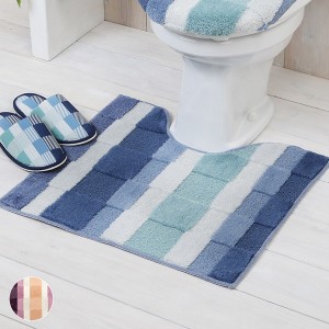 トイレマット モザイク 約55×60cm （ トイレ マット 洗える 単品 のみ 滑り止め 長さ55 幅60 55×60 柄 チェック トイレ用品 トイレタリ